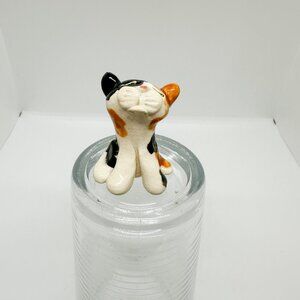 Artist Handmade Porcelain Mini Calico Cat Cute Kitten Witchy